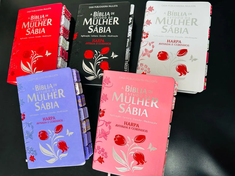 Bíblia de Estudo da Mulher Sábia  | Com Harpa Avivada + Abas | Letras Jumbo