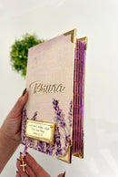 Combo Bíblia Média Lírio em Linho + placa pequena + Cartela de índice