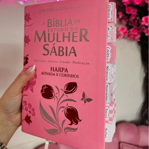 Bíblia Da Mulher Sábia Rosa - Com abas