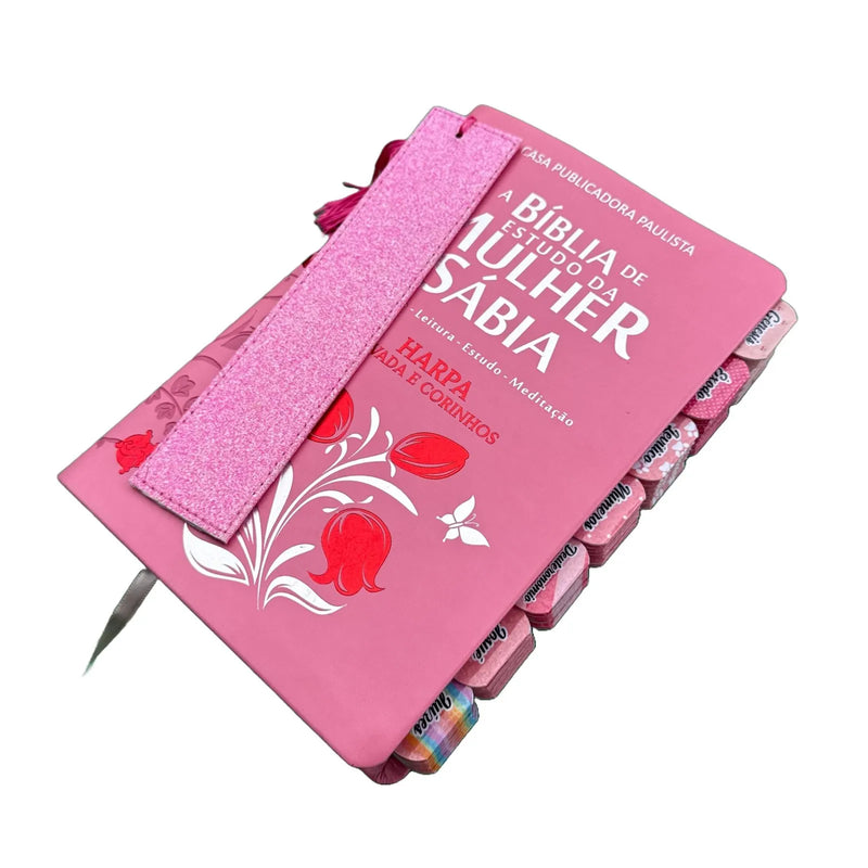 Bíblia Da Mulher Sábia Rosa - Com abas